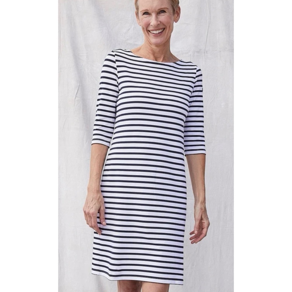 Saint James Positano striped dress stretch comfy nautical UV protection ivory 4